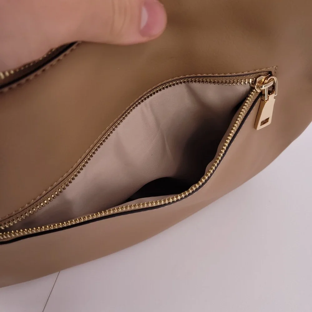 INC Kolleene Hobo Handbag Shoulder Crossbody Camel Expandable Medium Gold Purse